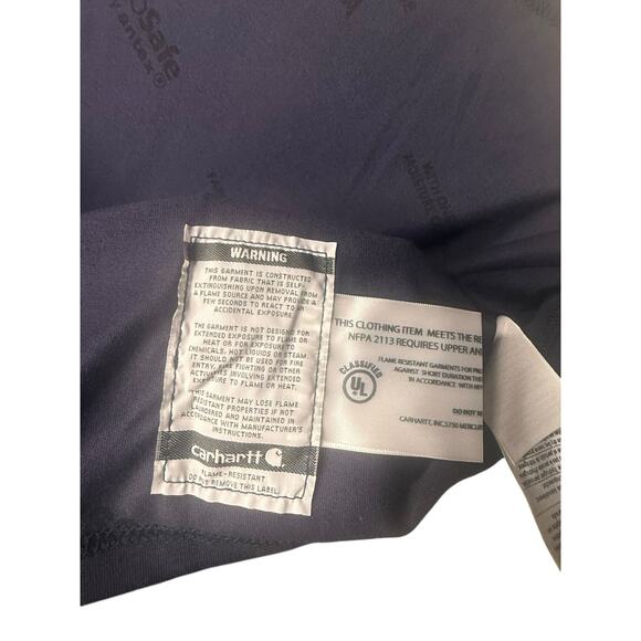 NWOT CARHARTT FLAME RESISTANT MEN'S LONG SLEEVE SHIRT, COTTON MEN'S SIZE 2XL - Picture 9 of 12
